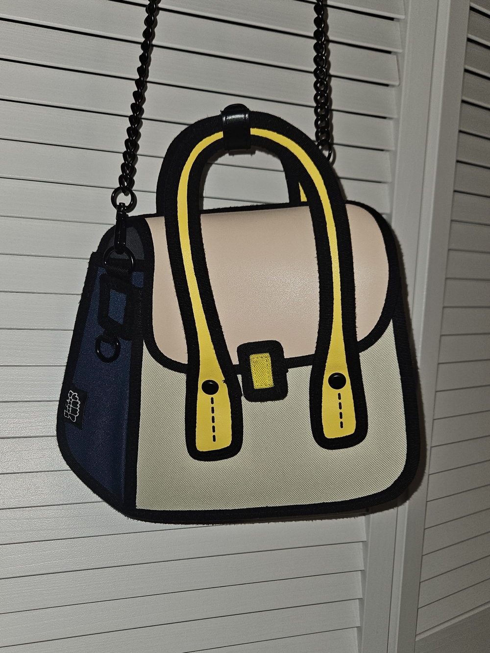 Color-Block Neoprene Satchel Handbag in Cream, Pale Pink & Yellow